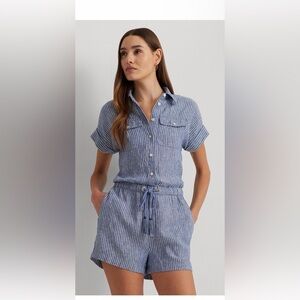 Ralph Lauren Women’s Linen Striped Romper